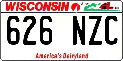 WI license plate 626NZC