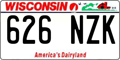 WI license plate 626NZK