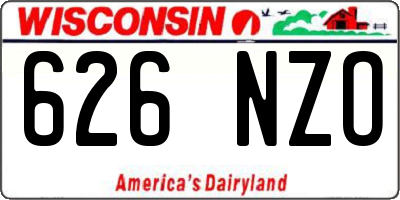 WI license plate 626NZO