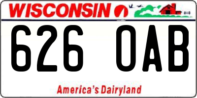 WI license plate 626OAB