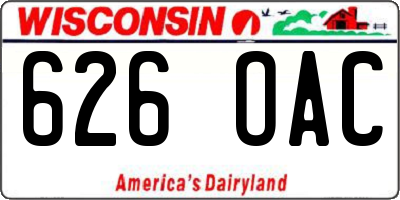 WI license plate 626OAC