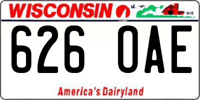 WI license plate 626OAE