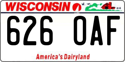 WI license plate 626OAF