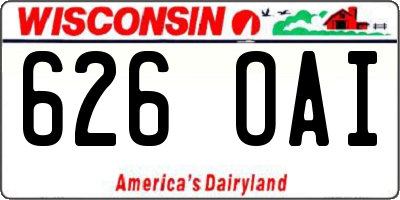 WI license plate 626OAI