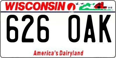 WI license plate 626OAK