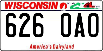 WI license plate 626OAO