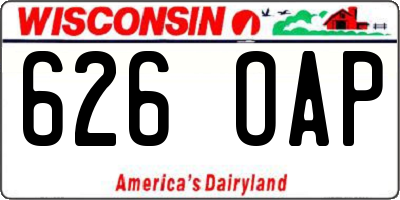 WI license plate 626OAP