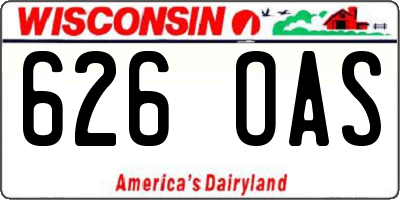 WI license plate 626OAS