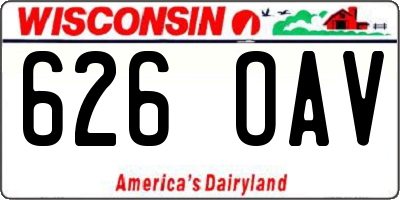 WI license plate 626OAV