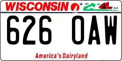 WI license plate 626OAW