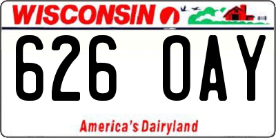 WI license plate 626OAY