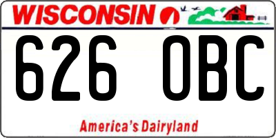 WI license plate 626OBC
