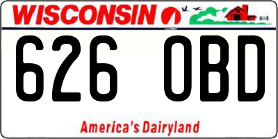 WI license plate 626OBD