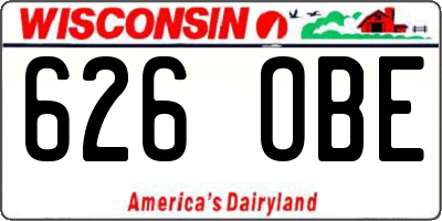 WI license plate 626OBE