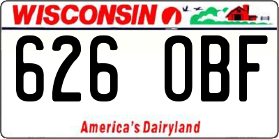 WI license plate 626OBF