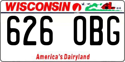WI license plate 626OBG