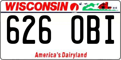 WI license plate 626OBI