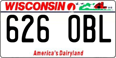 WI license plate 626OBL