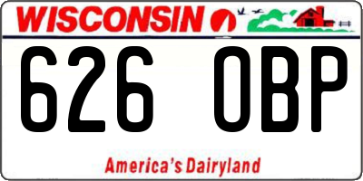WI license plate 626OBP