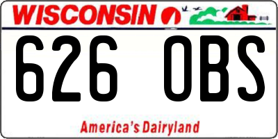 WI license plate 626OBS