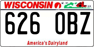 WI license plate 626OBZ
