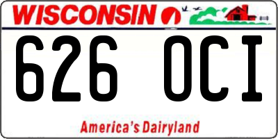 WI license plate 626OCI
