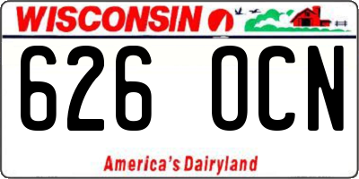 WI license plate 626OCN