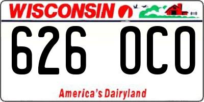 WI license plate 626OCO