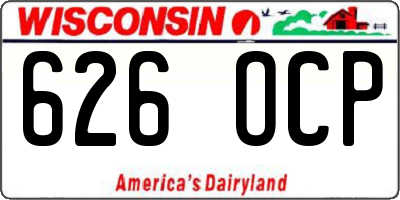WI license plate 626OCP