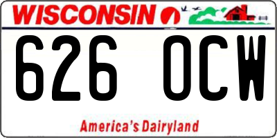 WI license plate 626OCW