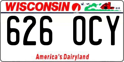 WI license plate 626OCY