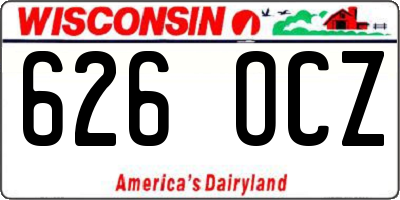 WI license plate 626OCZ