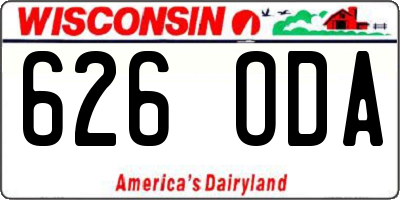 WI license plate 626ODA