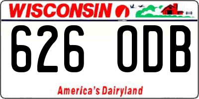 WI license plate 626ODB