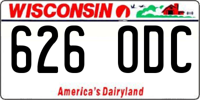 WI license plate 626ODC