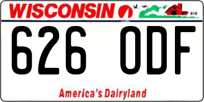 WI license plate 626ODF