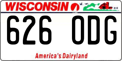 WI license plate 626ODG