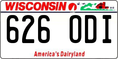 WI license plate 626ODI