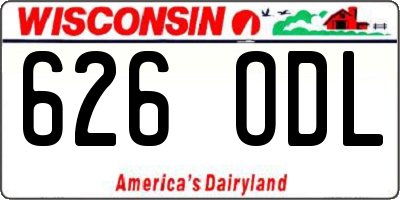 WI license plate 626ODL
