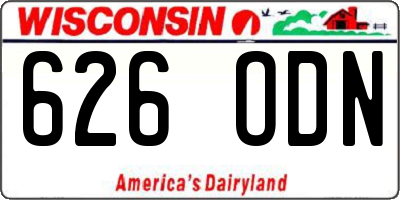 WI license plate 626ODN