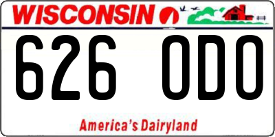 WI license plate 626ODO