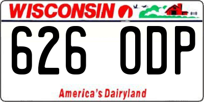 WI license plate 626ODP