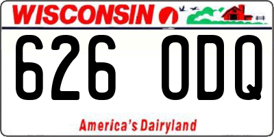 WI license plate 626ODQ