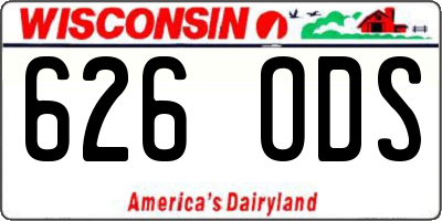 WI license plate 626ODS