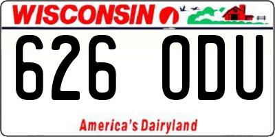 WI license plate 626ODU
