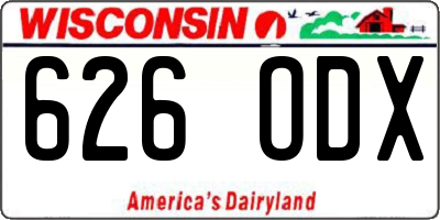WI license plate 626ODX