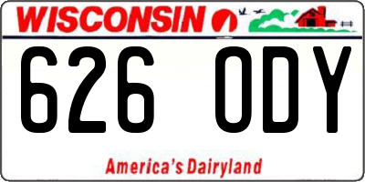 WI license plate 626ODY