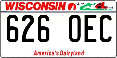 WI license plate 626OEC