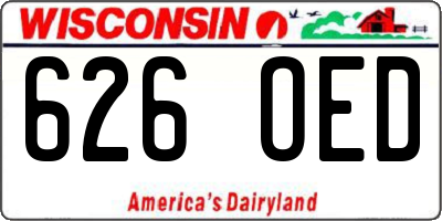 WI license plate 626OED