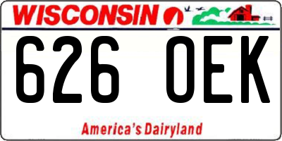 WI license plate 626OEK